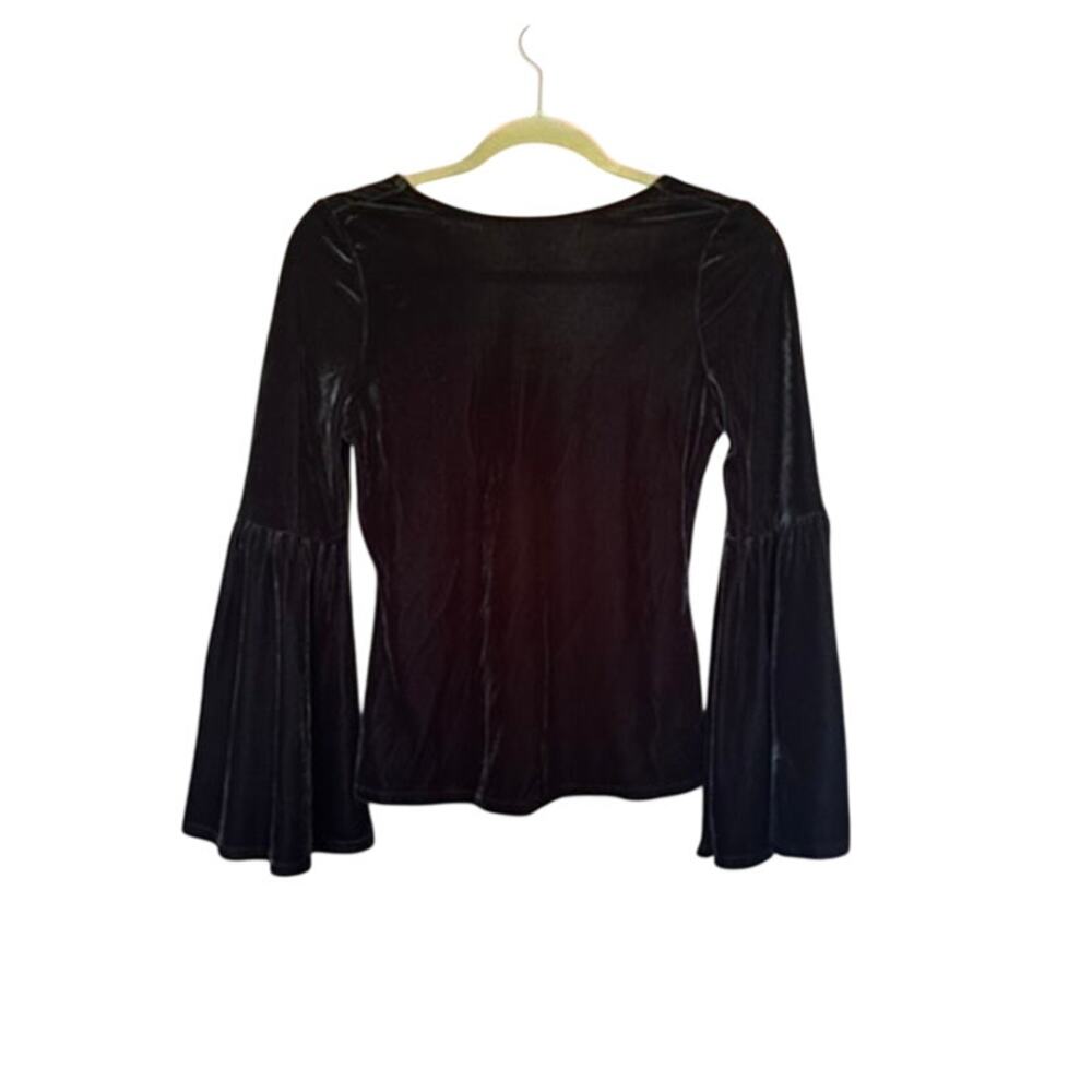 NWT Tart Collection Bell Sleeve Open Back Black Velvet Top M